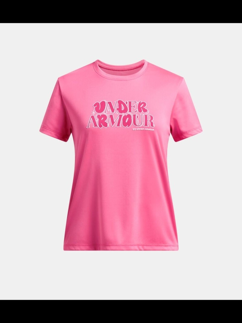 NWT Under Armour Girls Pink Tech Graphic Tee Size Youth Small